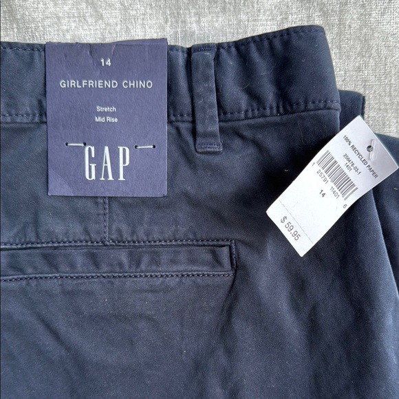 GAP NWT Blue Chinos Stretch Mid Rise Versatile Cotton Blend Girlfriends size 14 - Picture 7 of 7